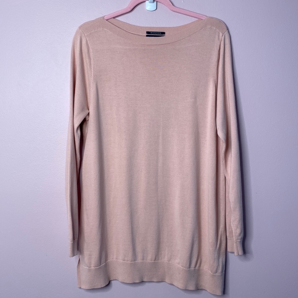 Lands End - Large 100% Supima Cotton Long Sleeve Blush dusty rose pink Sweater